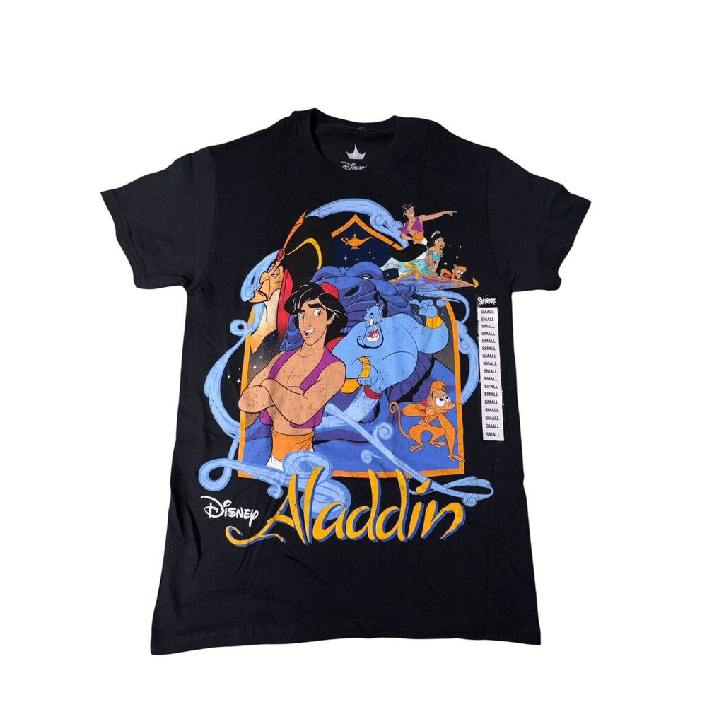 Disney Aladdin Movie Poster T-Shirt Size Small Black Graphic Tee